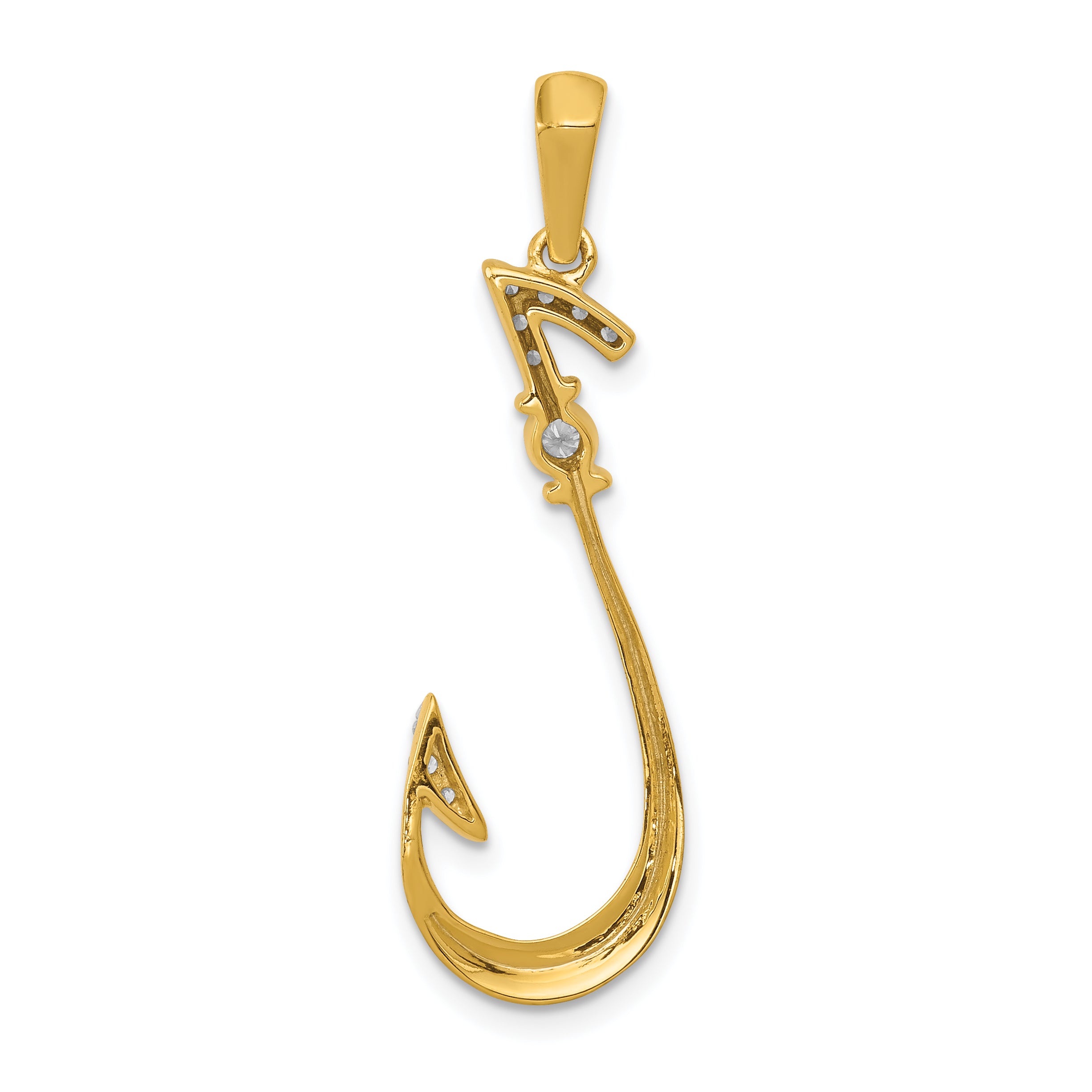 14k Diamond Fish Hook Pendant