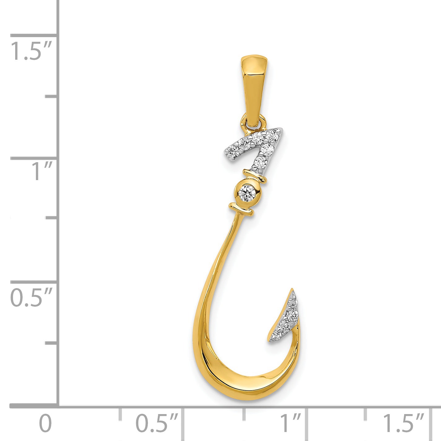 14k Diamond Fish Hook Pendant