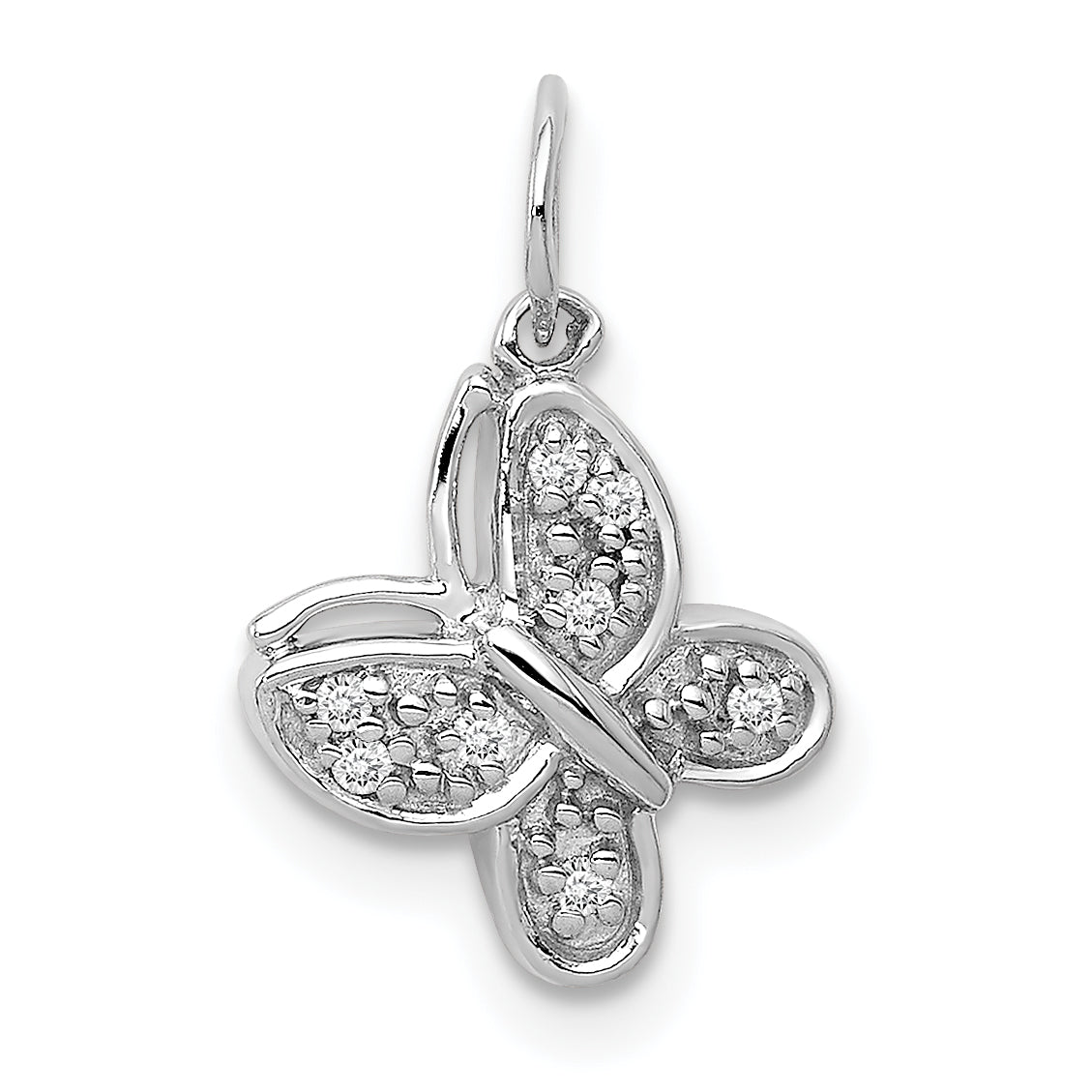 14k White Gold Diamond Butterfly Charm Main image