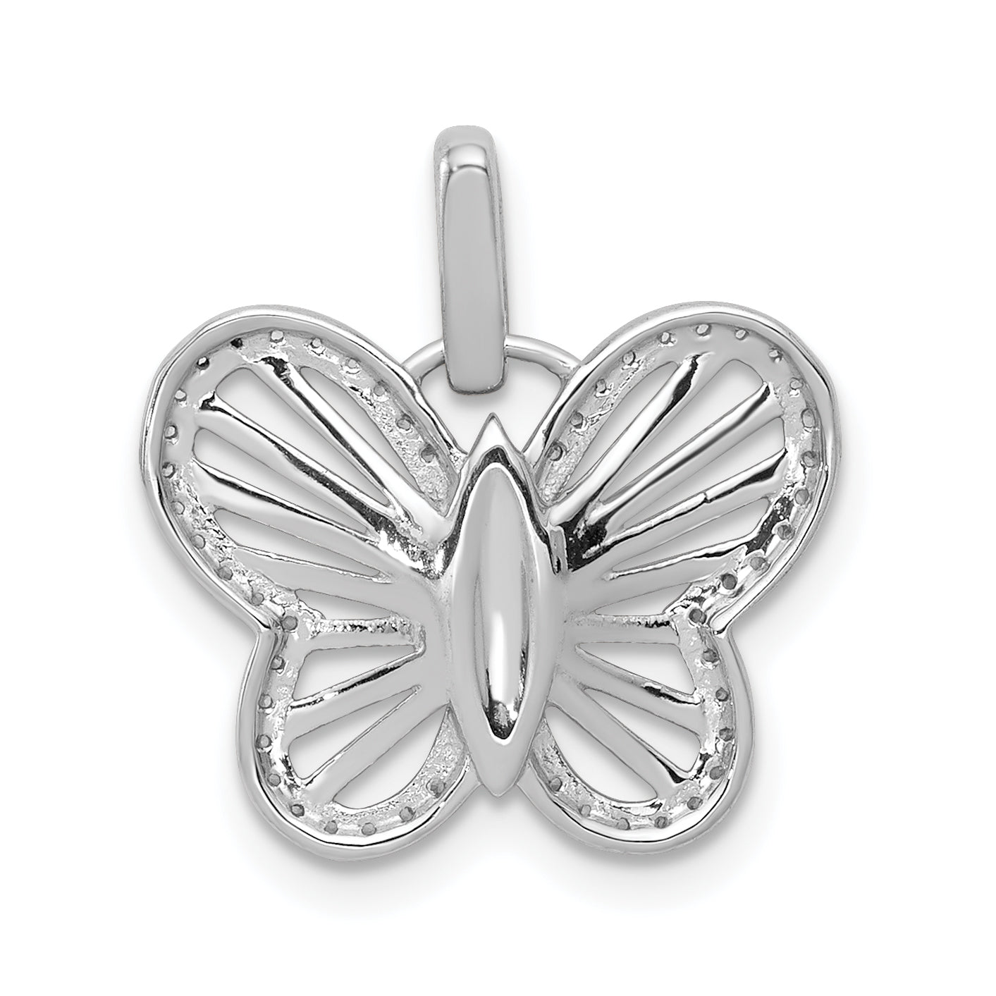 14k White Gold 1/5 carat Diamond Butterfly Pendant