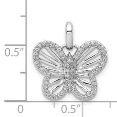 14k White Gold 1/5 carat Diamond Butterfly Pendant
