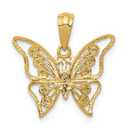 10k and Rhodium Diamond Butterfly Pendant