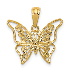 10k and Rhodium Diamond Butterfly Pendant