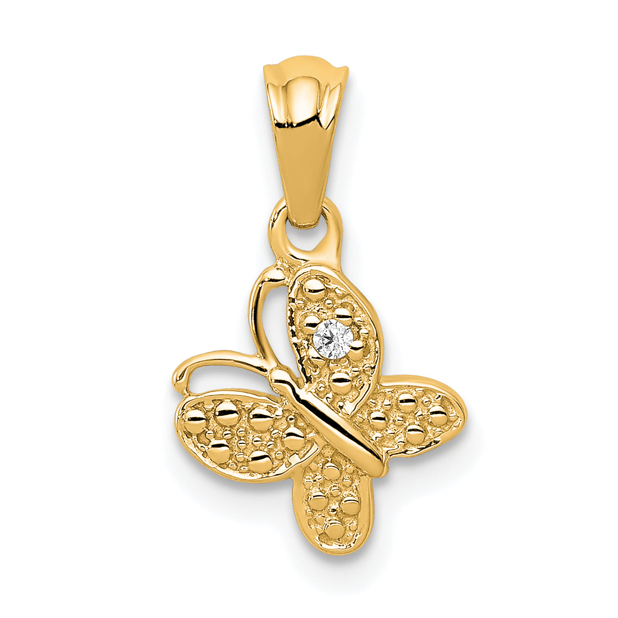 14k Polished .01ct. Diamond Butterfly Pendant Main image