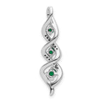 10k White Gold 1/15 carat Lab Grown Diamond VS/SI+ G+ and Lab Created Emerald Twist Chain Slide Pendant