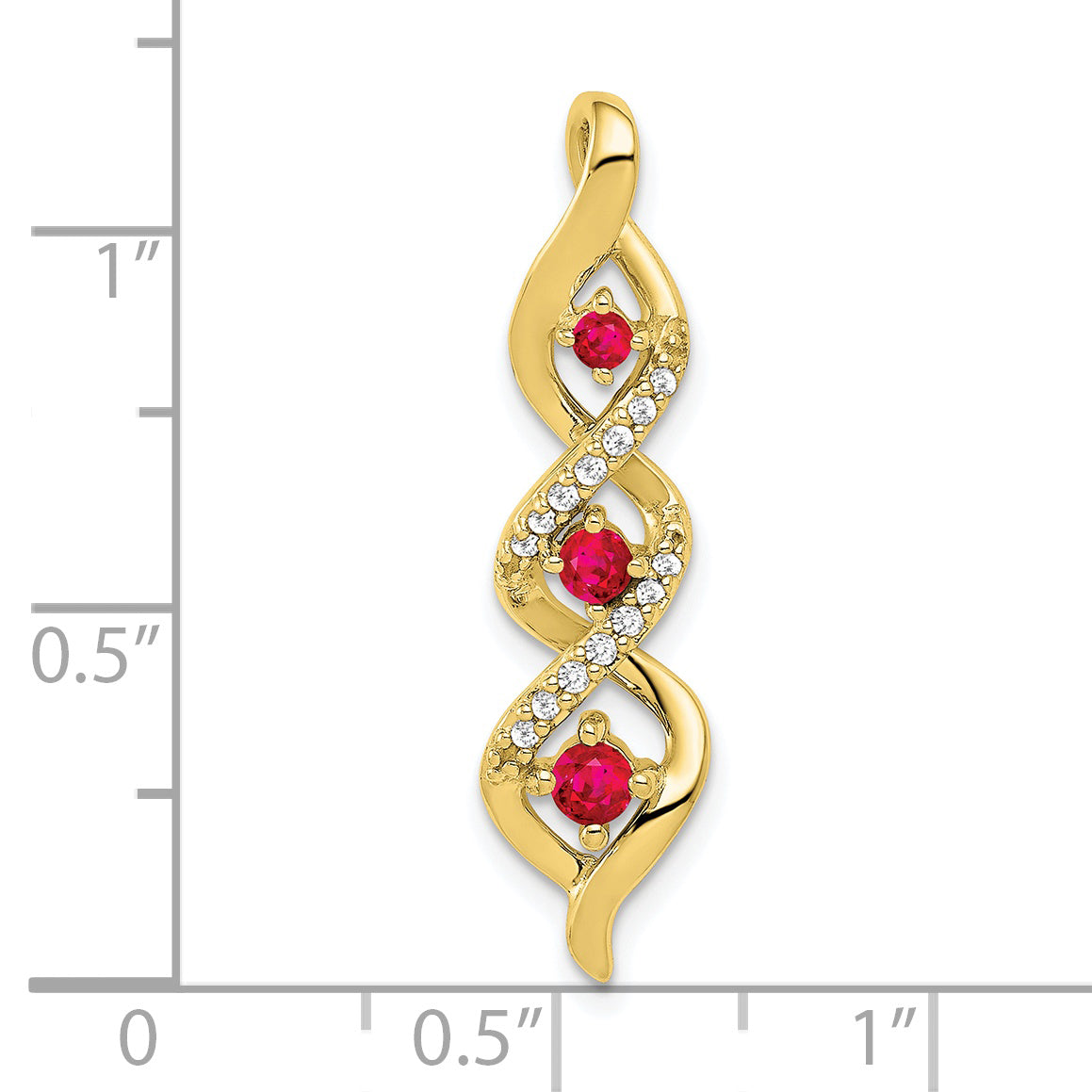 10k Diamond and .25 Ruby Twisted 3-stone Chain Slide Secondary image