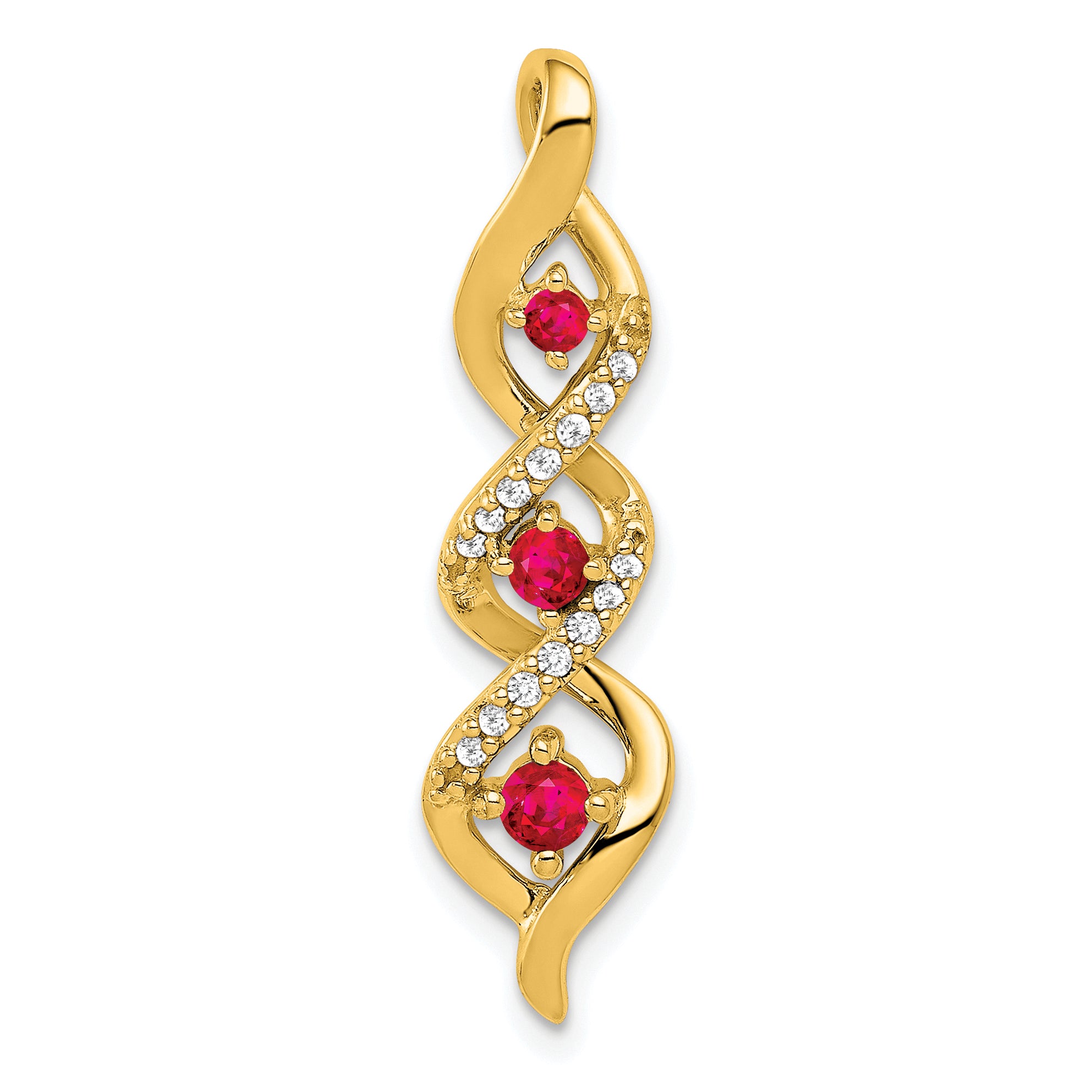 10k Diamond and .25 Ruby Twisted 3-stone Chain Slide Main image