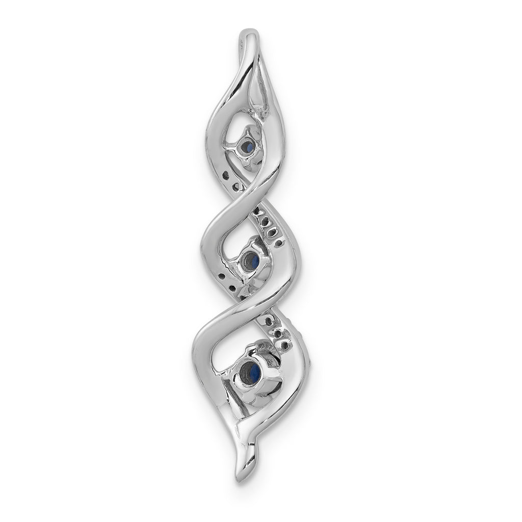 14k White Gold 1/15 carat Lab Grown Diamond VS/SI+ G+ and Lab Created Blue Sapphire Twist Chain Slide Pendant