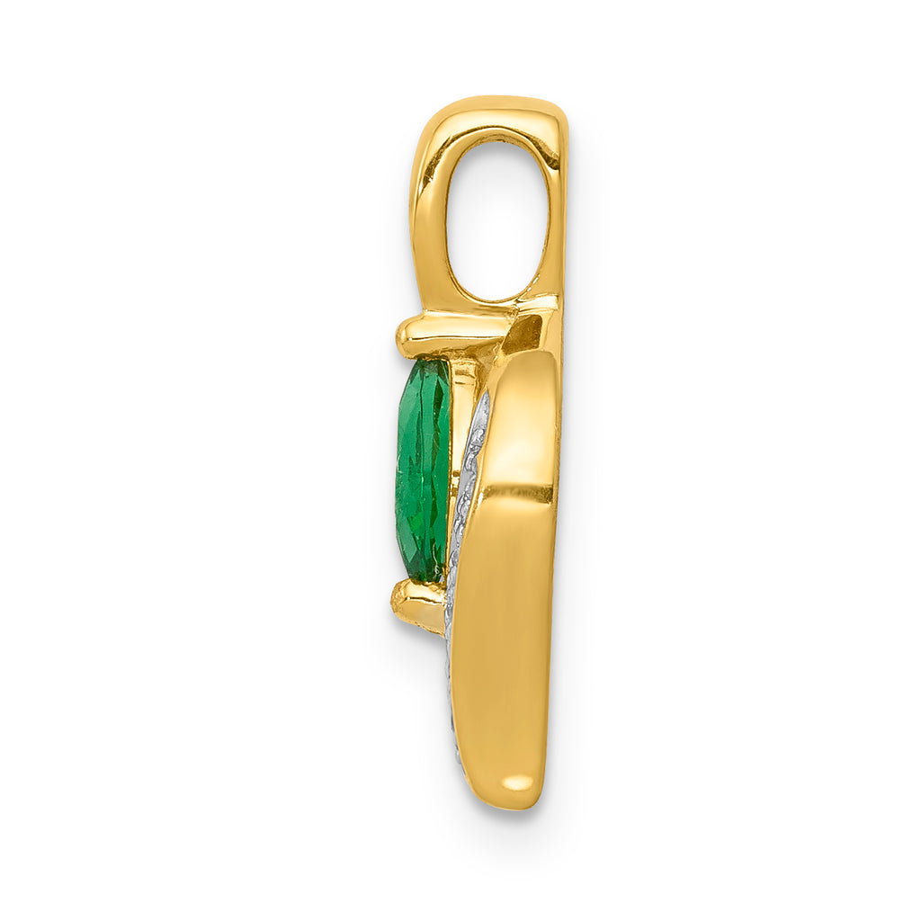 10k Diamond and Marquise Emerald Pendant