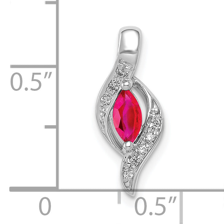 10k White Gold Diamond and Marquise .25 Ruby Pendant Secondary image
