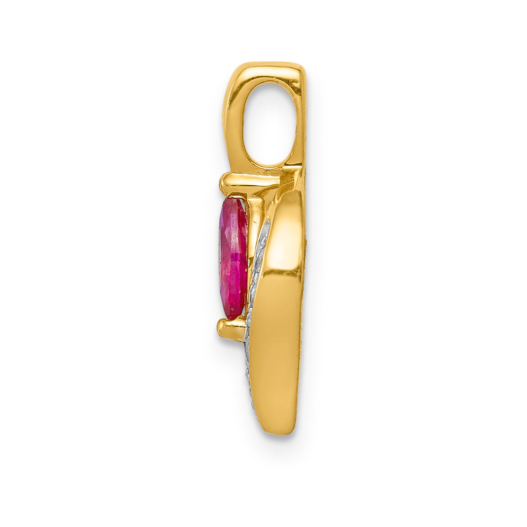 10k Diamond and Marquise .25 Ruby Pendant