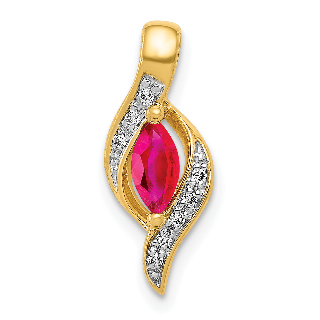 10k Diamond and Marquise .25 Ruby Pendant Main image