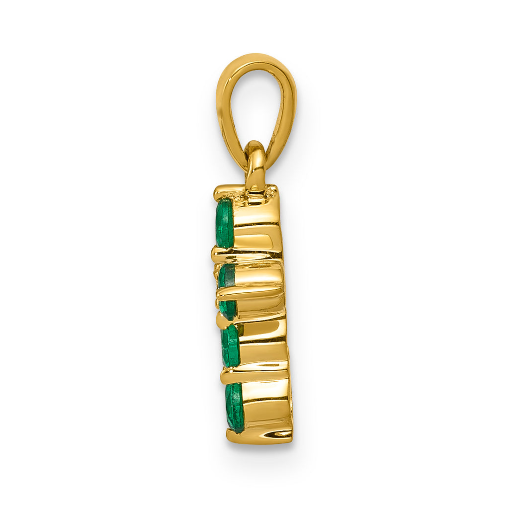 10K Emerald and Diamond Cross Pendant