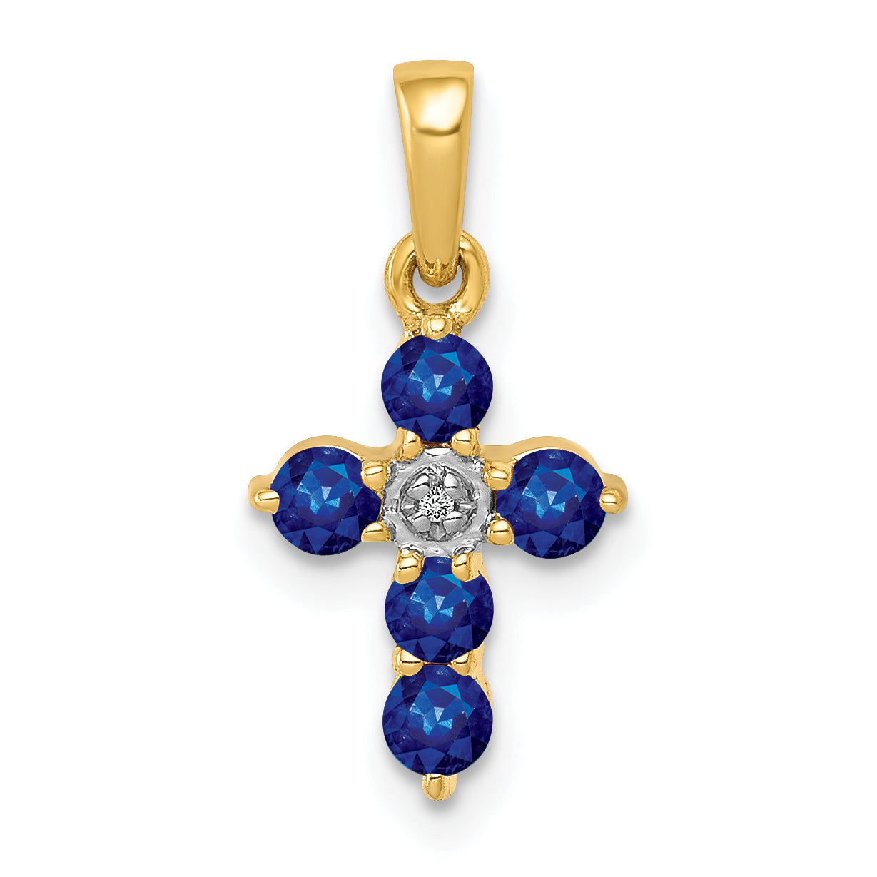 10K Sapphire and Diamond Cross Pendant Main image