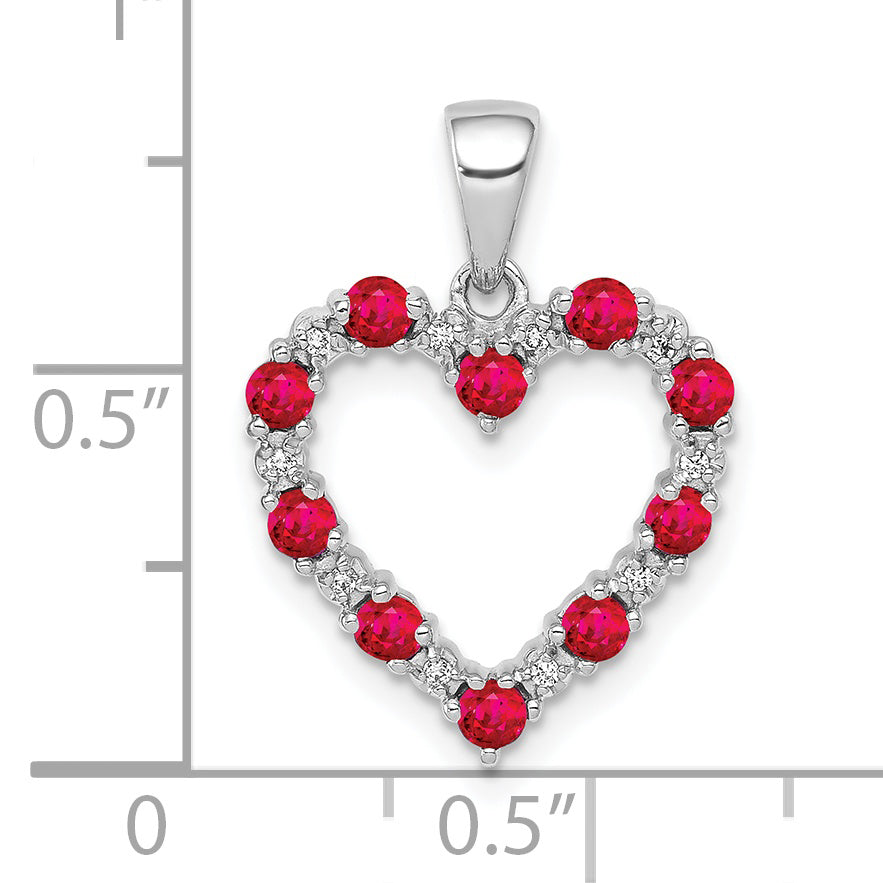 10k White Gold Diamond and .35 Ruby Heart Pendant Secondary image