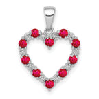 10k White Gold Diamond and .35 Ruby Heart Pendant