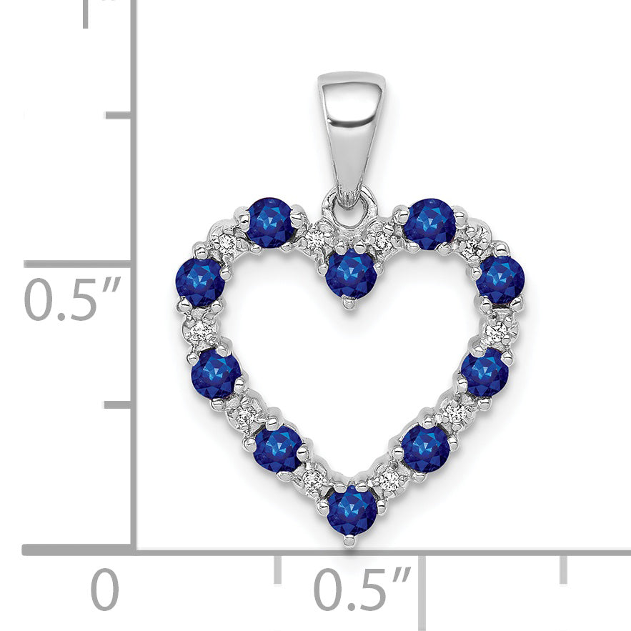10k White Gold Diamond and Sapphire Heart Pendant Secondary image