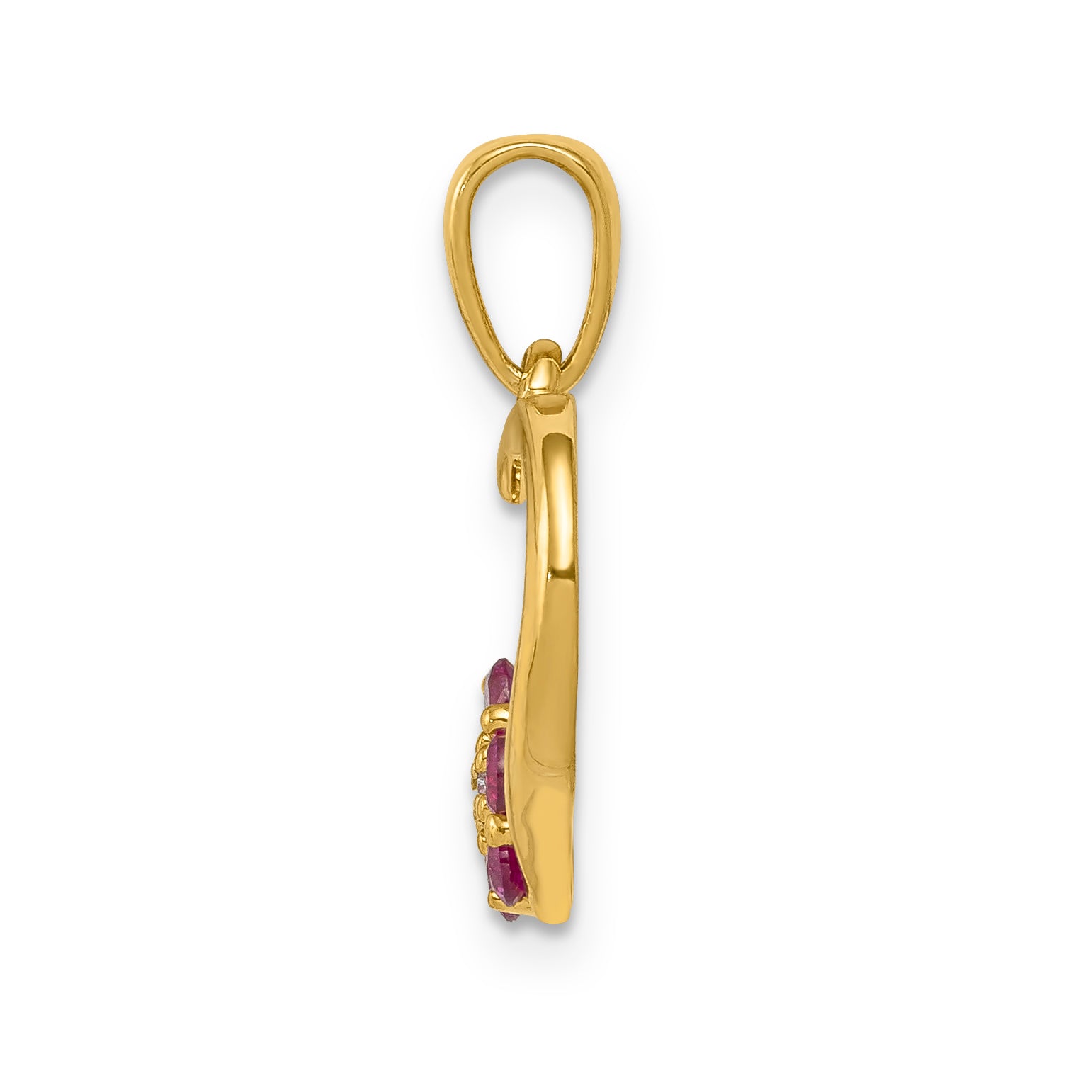 10k Diamond and Ruby Heart w/ Flower Pendant Secondary image