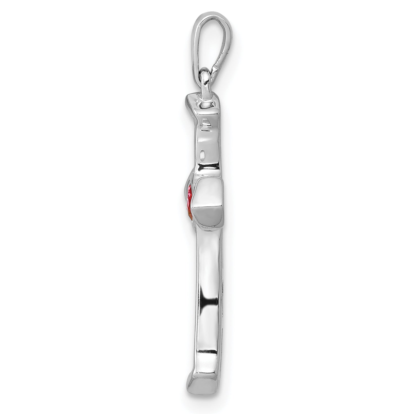 10K White Gold Ruby and Diamond Heart Cross Pendant