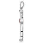 10K White Gold Ruby and Diamond Heart Cross Pendant