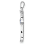 14k White Gold 1/5 carat Lab Grown Diamond VS/SI+ G+ and Lab Created Blue Sapphire Complete Cross Pendant