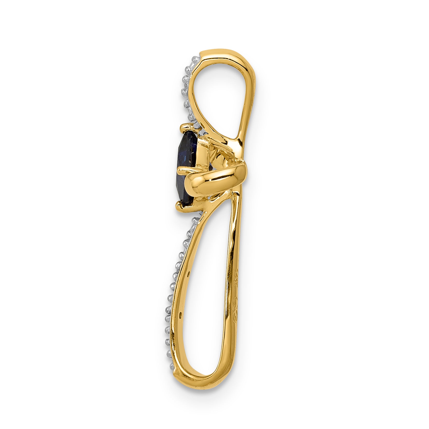 10k w/Rhodium Lab Created Sapph and Diamond Cross Pendant Secondary image