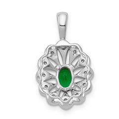 14k White Gold 1/6 carat Lab Grown Diamond VS/SI+ G+ and Lab Created Emerald Pendant