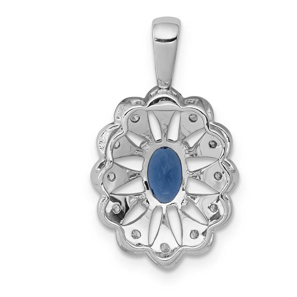 14k White Gold 1/6 carat Lab Grown Diamond VS/SI+ G+ and Lab Created Blue Sapphire Pendant