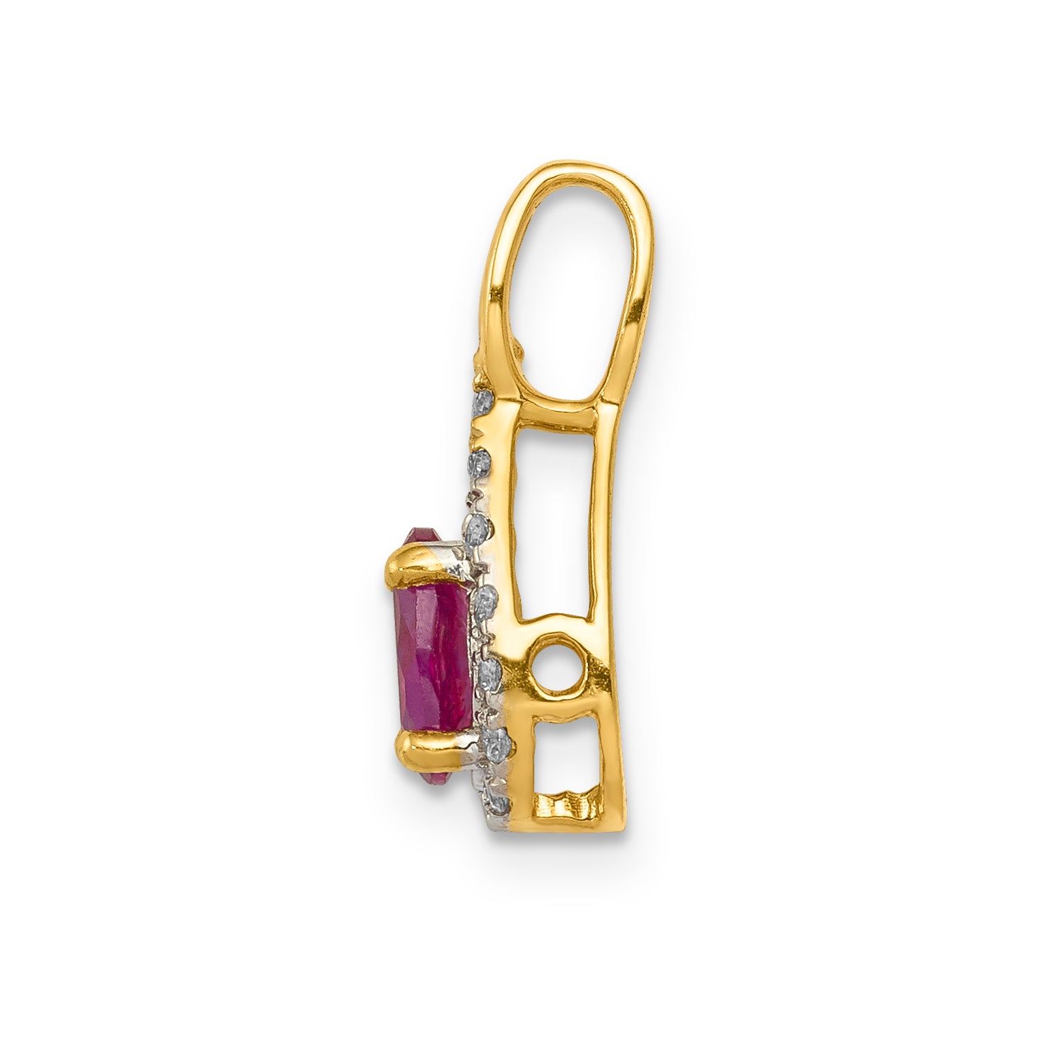 14k 1/10 carat Lab Grown Diamond VS/SI+ G+ and Lab Created Ruby Pendant Secondary image