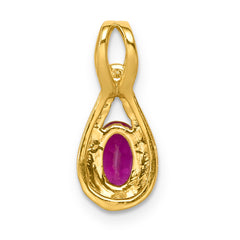 14k 1/10 carat Lab Grown Diamond VS/SI+ G+ and Lab Created Ruby Pendant