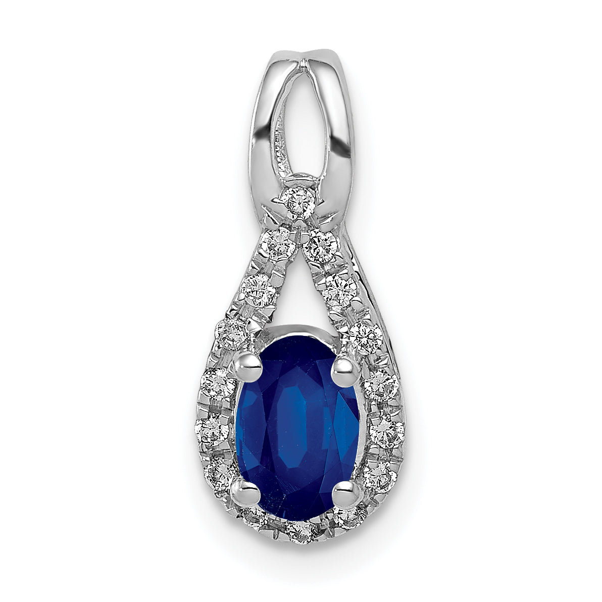 14k White Gold 1/10 carat Lab Grown Diamond VS/SI and Lab Created Blue Sapphire Pendant Main image