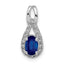14k White Gold 1/10 carat Lab Grown Diamond VS/SI and Lab Created Blue Sapphire Pendant