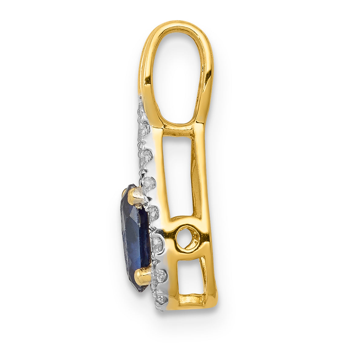 14k 1/10 carat Lab Grown Diamond VS/SI+ G+ and Lab Created Blue Sapphire Pendant Secondary image
