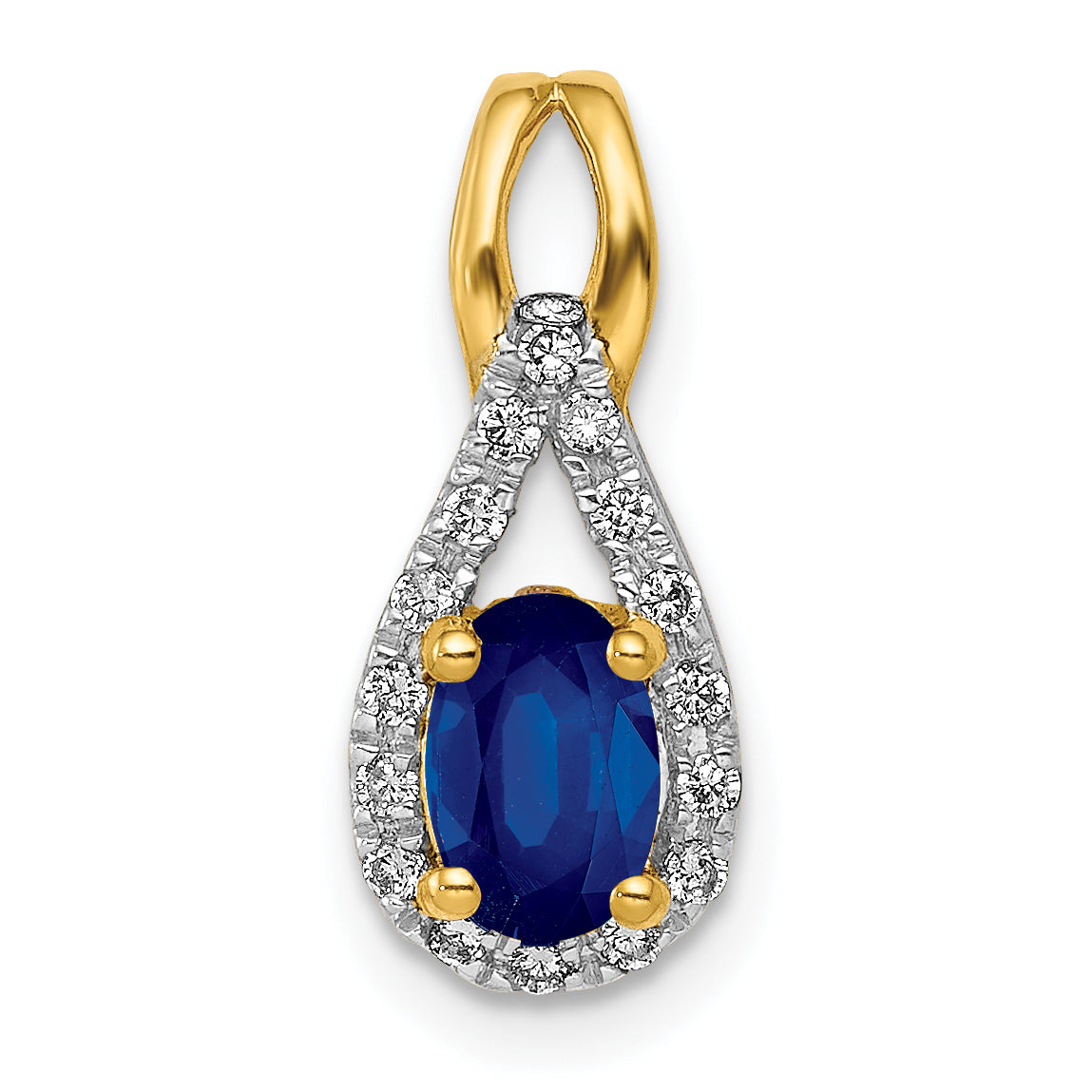 14k 1/10 carat Lab Grown Diamond VS/SI+ G+ and Lab Created Blue Sapphire Pendant Main image
