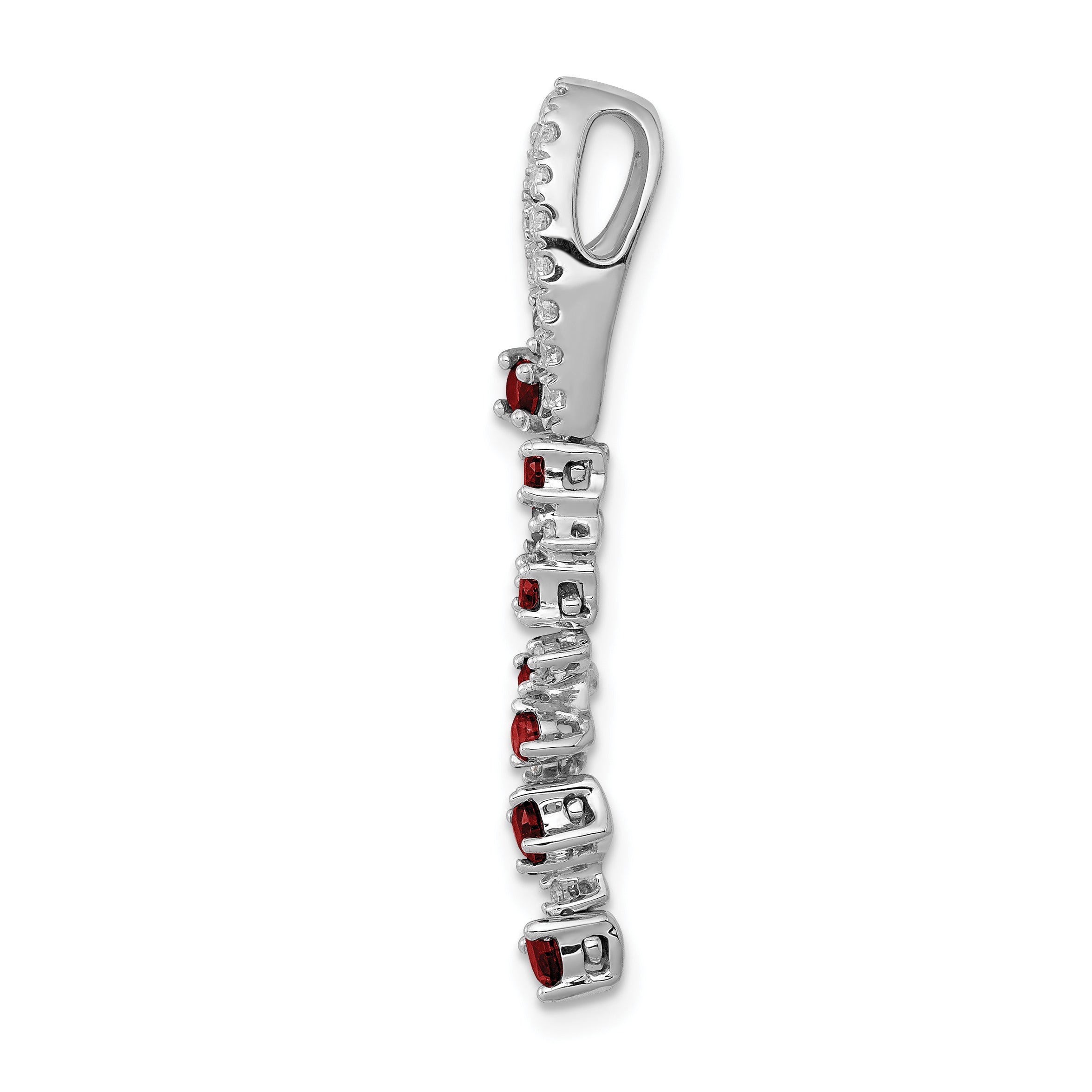 14k White Gold 1/5 carat Lab Grown Diamond VS/SI+ G+ and Lab Created Ruby Slide Pendant Secondary image