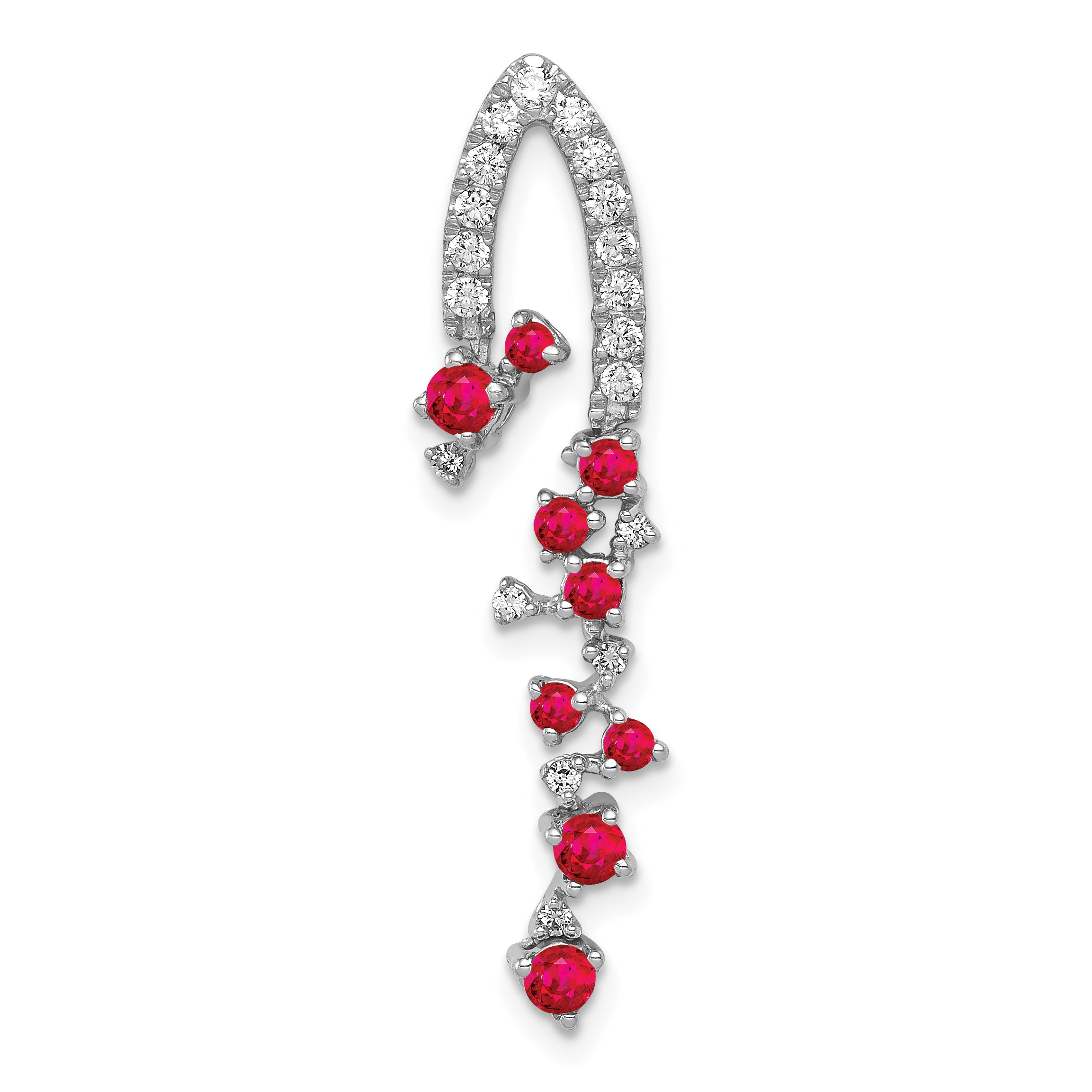 14k White Gold 1/5 carat Lab Grown Diamond VS/SI+ G+ and Lab Created Ruby Slide Pendant Main image
