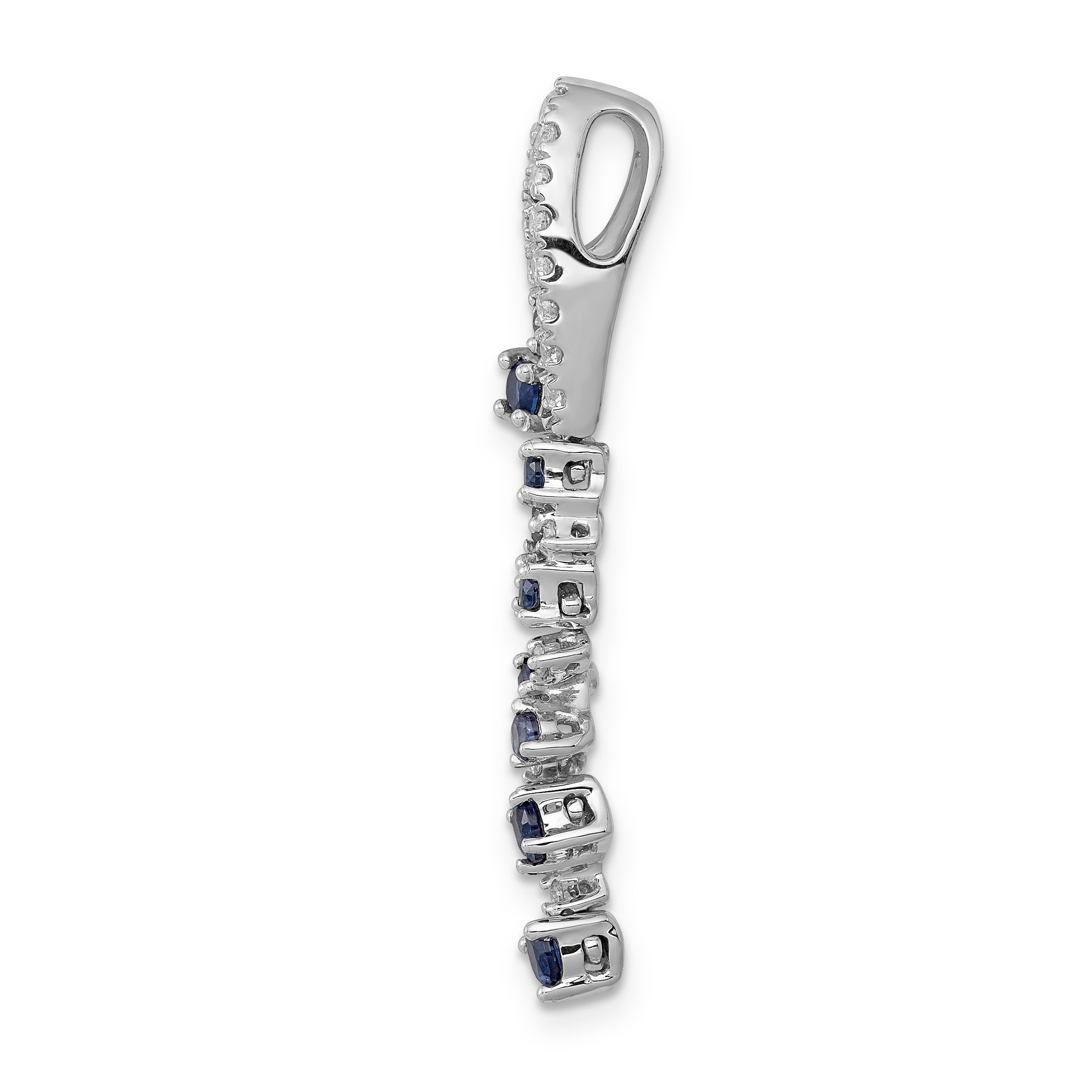 14k White Gold 1/5 carat Lab Grown Diamond VS/SI+ G+ and Lab Created Blue Sapphire Slide Pendant Secondary image