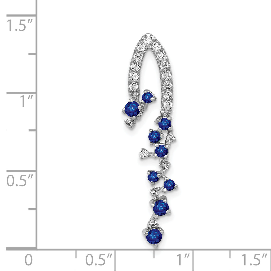 14k White Gold 1/5 carat Lab Grown Diamond VS/SI+ G+ and Lab Created Blue Sapphire Slide Pendant