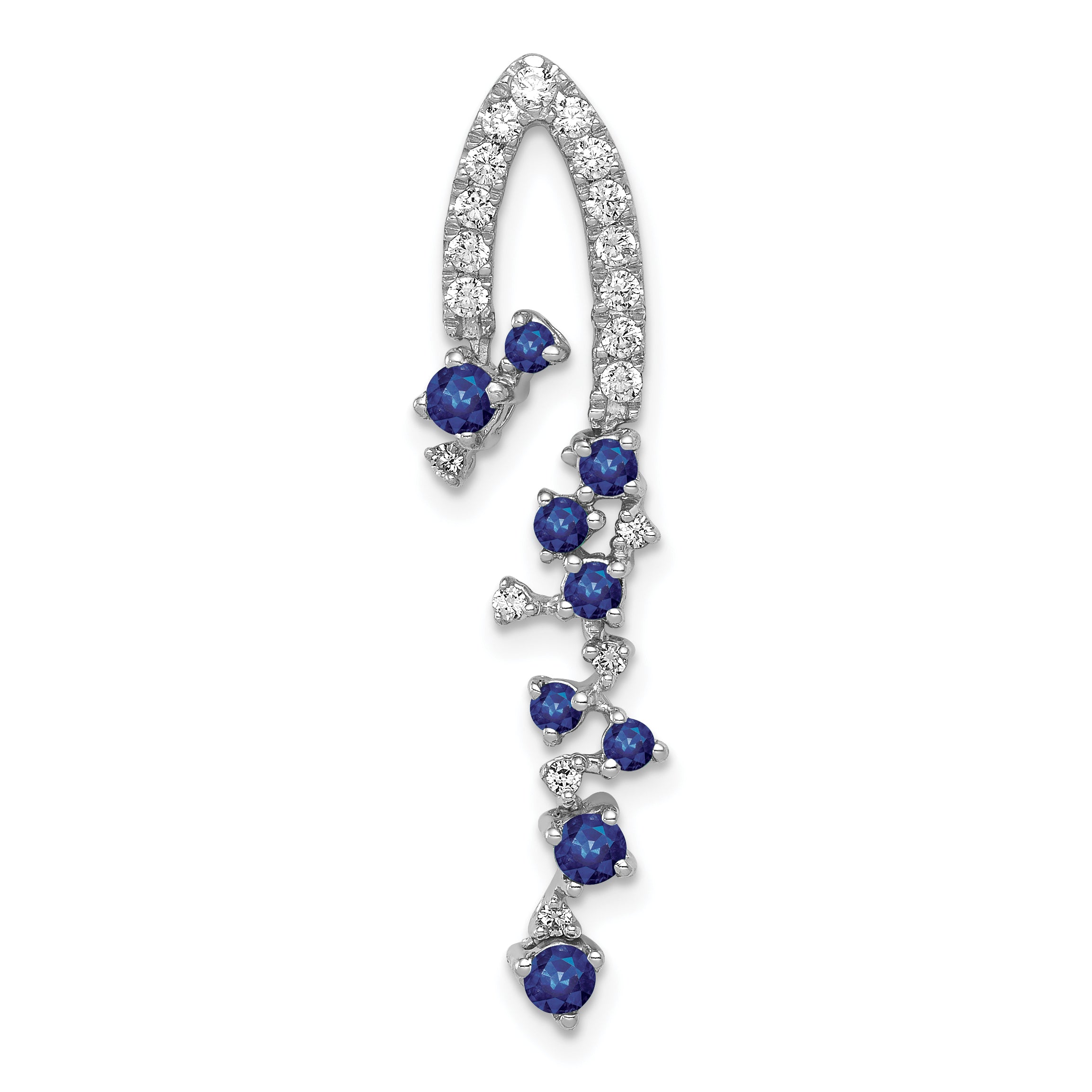 14k White Gold 1/5 carat Lab Grown Diamond VS/SI+ G+ and Lab Created Blue Sapphire Slide Pendant Main image