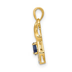 10k Pear Sapphire and Diamond Dangle Pendant