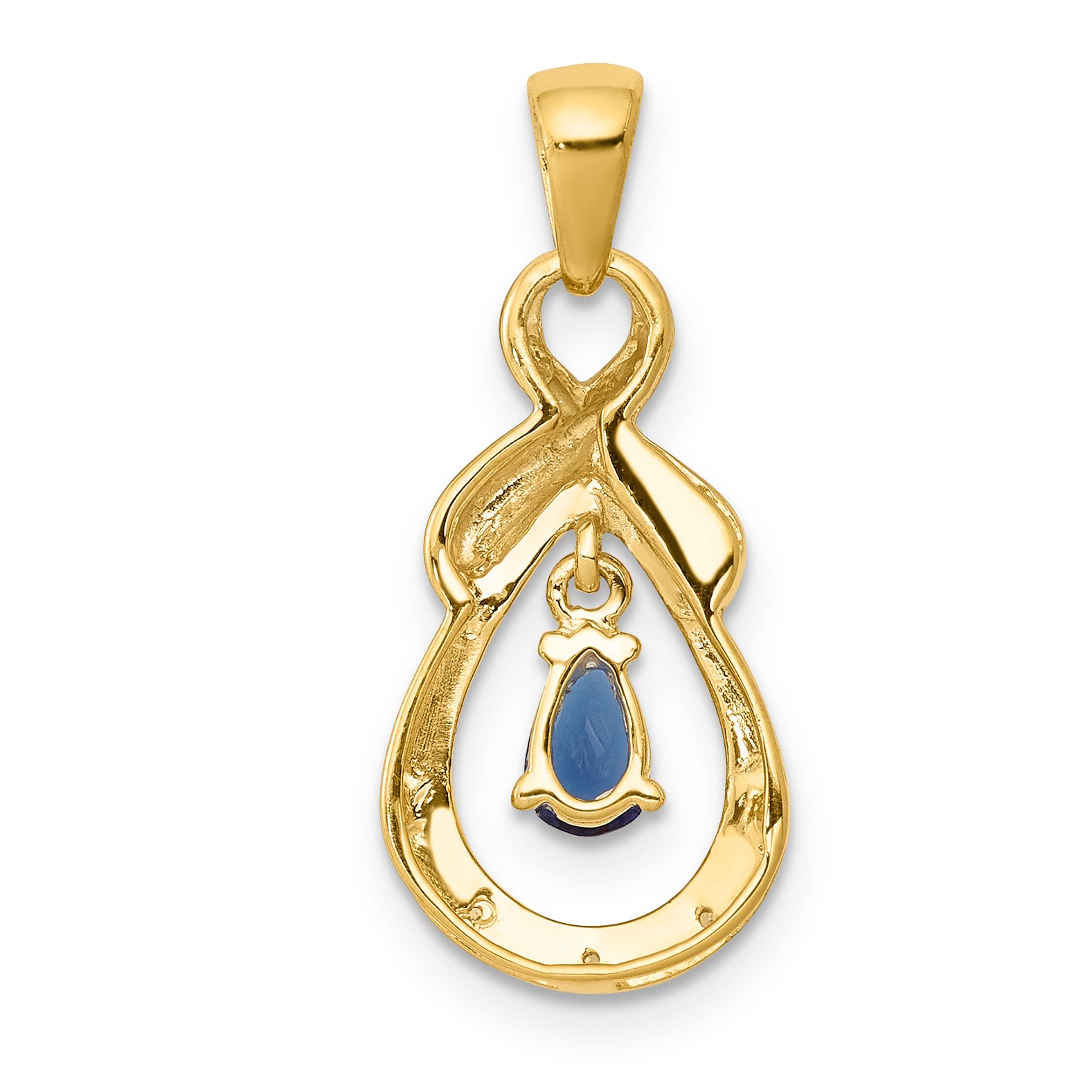 10k Pear Sapphire and Diamond Dangle Pendant