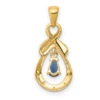 10k Pear Sapphire and Diamond Dangle Pendant