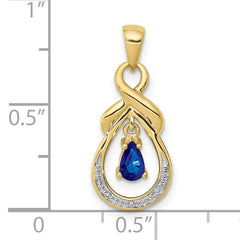 10k Pear Sapphire and Diamond Dangle Pendant