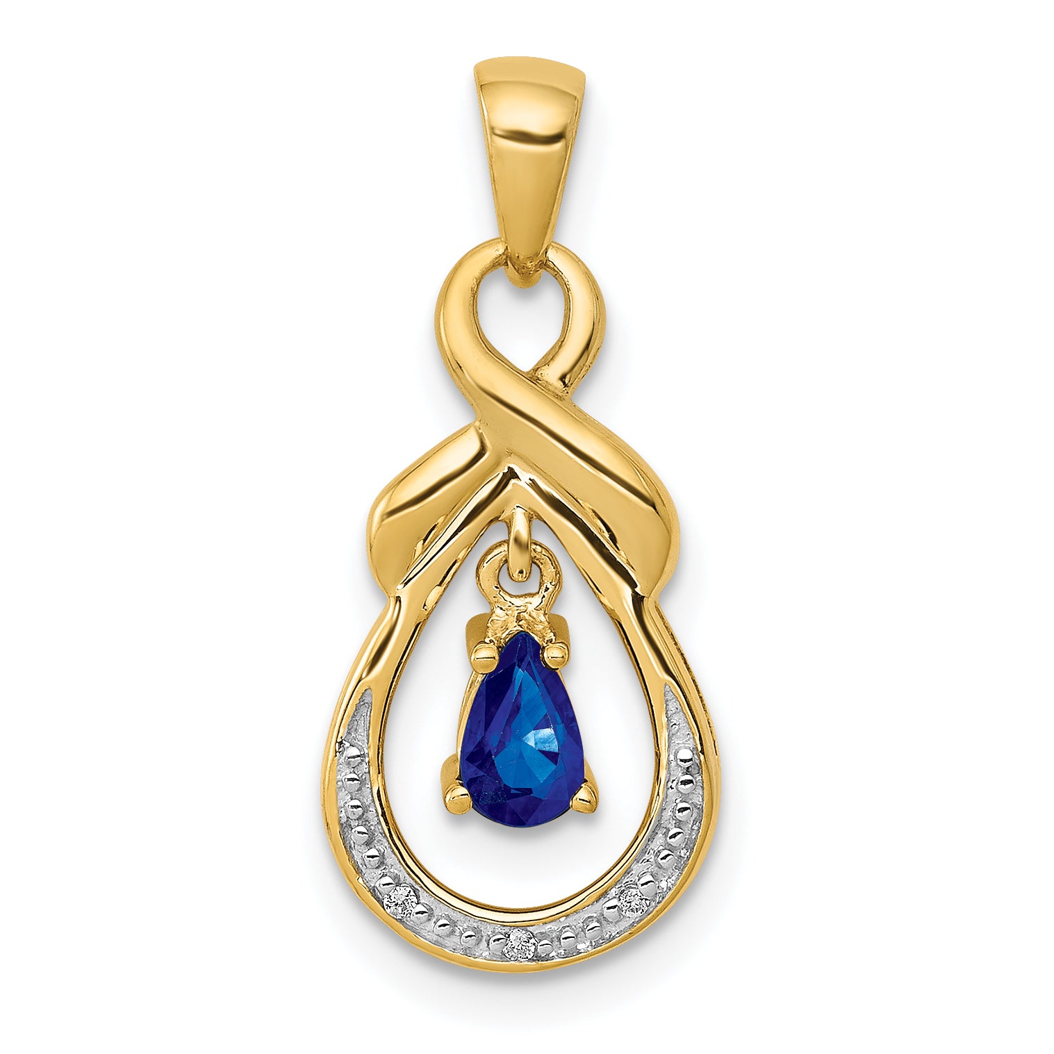 10k Pear Sapphire and Diamond Dangle Pendant Main image