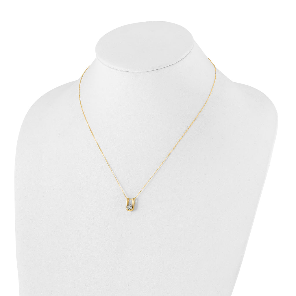 14k 1/3 carat Lab Grown Diamond VS/SI+ G+ Round Complete 18 inch U-Shape Pendant Necklace