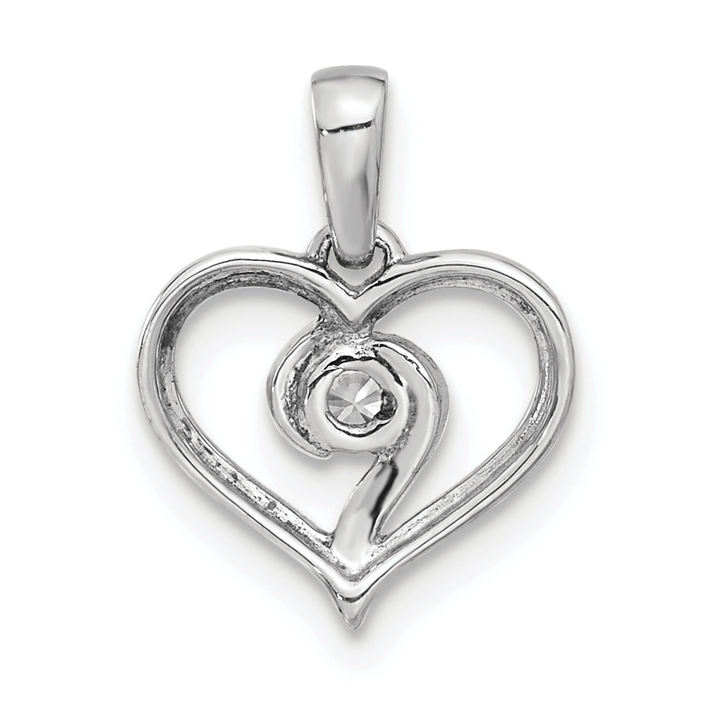 14k White Gold 1/10 carat Lab Grown Diamond VS/SI+ G+ Complete Heart Pendant