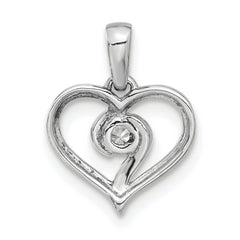 14k White Gold 1/10 carat Lab Grown Diamond VS/SI+ G+ Complete Heart Pendant