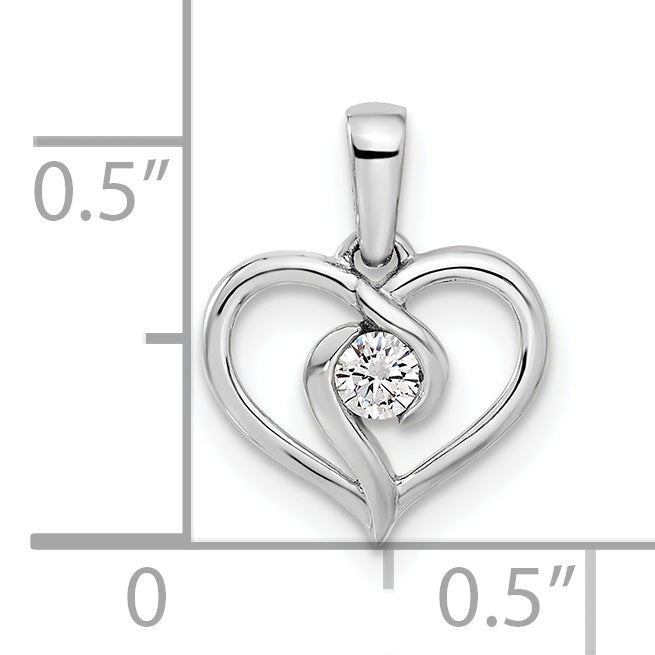 14k White Gold 1/10 carat Lab Grown Diamond VS/SI+ G+ Complete Heart Pendant