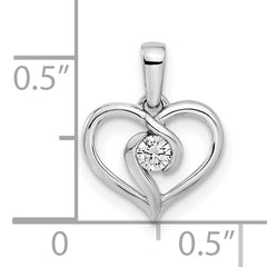 14k White Gold 1/10 carat Lab Grown Diamond VS/SI+ G+ Complete Heart Pendant