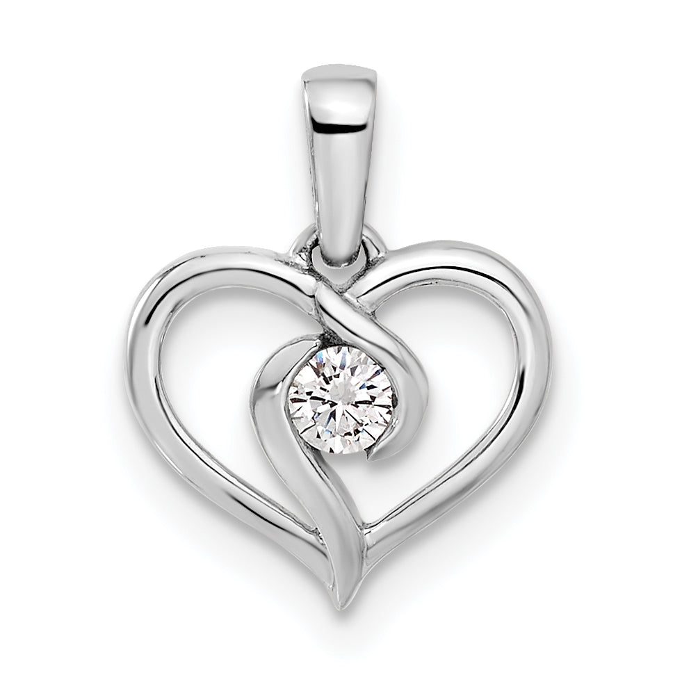 14k White Gold 1/10 carat Lab Grown Diamond VS/SI+ G+ Complete Heart Pendant Main image